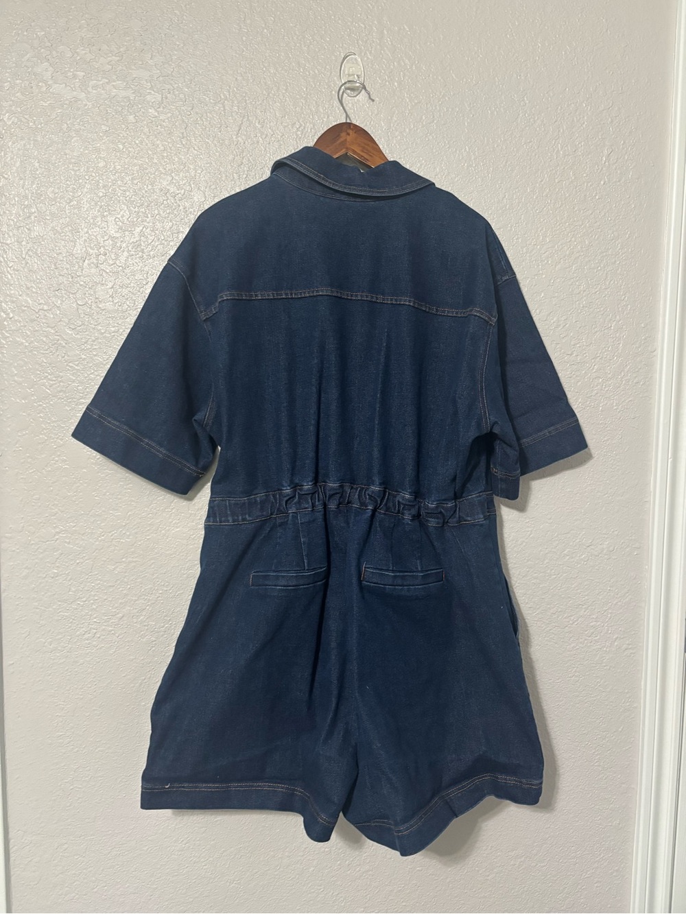 Plus Denim Utility Romper in Dark Blue - Picture 10 of 12